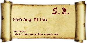 Sáfrány Milán névjegykártya