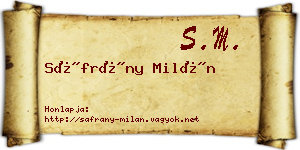 Sáfrány Milán névjegykártya