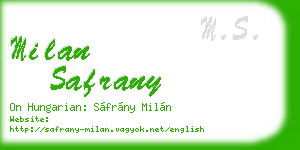 milan safrany business card